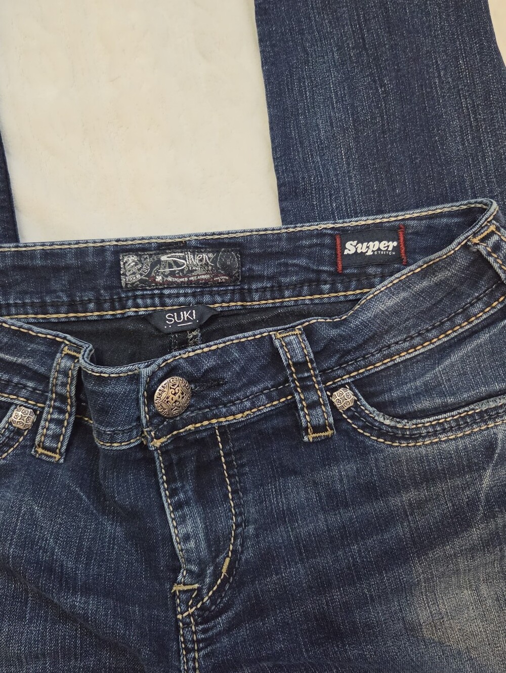Vtg Y2k Silver Jeans Suki Mid Super Skinny Casual Jeans | W29 - Picture 2 of 5